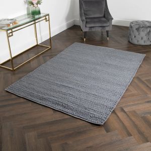 Large Knitted Grey Wool Rug by Native