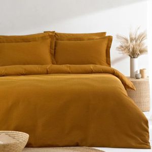 Waffle Textured Duvet Cover Set Ginger By RIVA