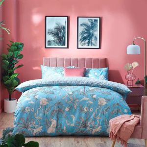 Colony Palm Botanical Duvet Cover Set Pool Blue By RIVA