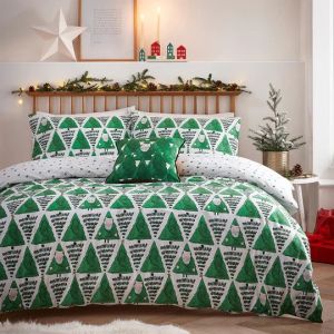 Hide + Seek Santa Christmas Duvet Cover Set Green By RIVA 