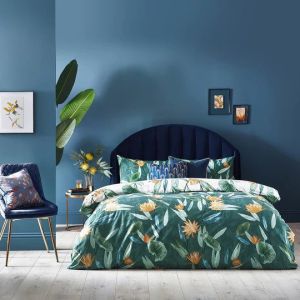 Tigerlily Floral Duvet Cover Set Eucalyptus By RIVA