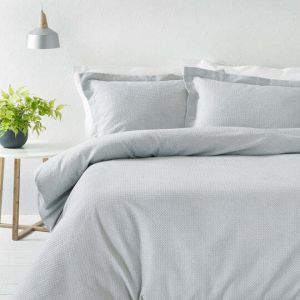 Waffle Textured Duvet Cover Set Silver By RIVA