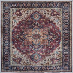 Fenix G4648 Red Blue Bordered Rug by Euro Tapis