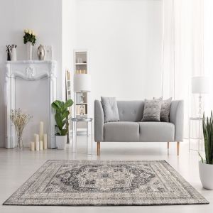 Florence B087174F Cream/D.Grey Abstract Design Rug by Euro Tapis