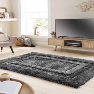 Origins Frame Charcoal Bamboo Rug