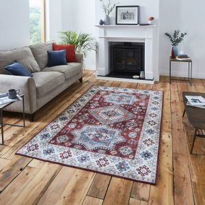 Fenix G4705 Creem Red Modern Rug by Euro Tapis