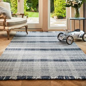 Origins Highland Check Navy Blue Geometric Rug
