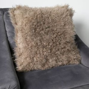 Light Brown Curly Sheepskin Cushion by Native