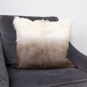 Ivory/Brown Goatskin Ombre Cushion by Native