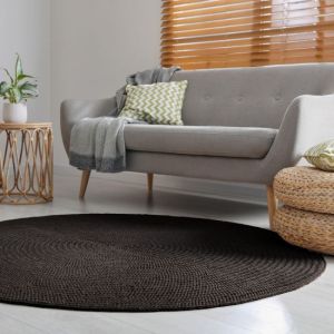 HMC Jute Braided 4200 Black Plain Circle Rug  