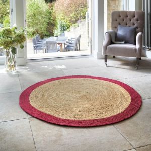 Origins Jute Raspberry Bordered Circle Rug