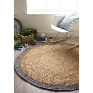 Jute Border-Grey-Circle-150cm-Lifestyle