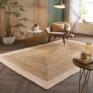 Origins Jute Border Natural White Jute Rug