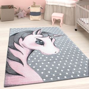 Unicorn Grey Pink White Rug by Viva Rug