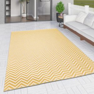 Outdoor Rug Yellow Cream Zig Zag Chevron by Viva Rug 