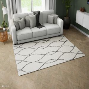Parma 07180A Ivory-Grey Geometric Design Rug by Euro Tapis