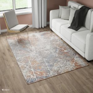 Troye 0B3669 Terra D.K.Grey Abstract Design Rug by Euro Tapis