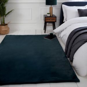 HMC Luxe Faux Fur Forest Green Plain Shaggy Rug