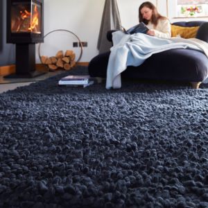 Rug Guru Maine Midnight Shaggy Wool Rug