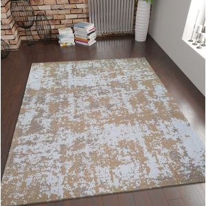 Cotton Rug Mustard Cream Abstract by Viva Rug