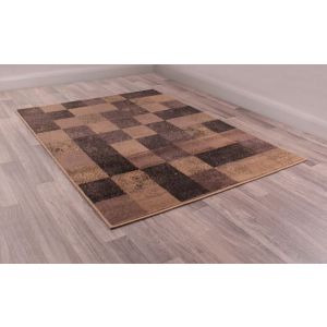 Rug Style Modern Poly Squares Taupe Rug
