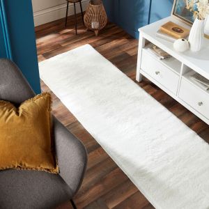 Origins My Washable Faux Fur Ivory Plain Runner