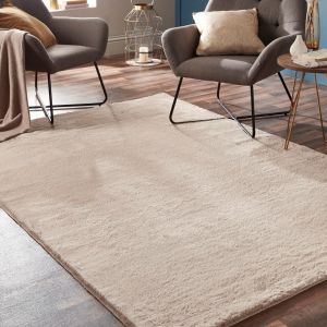 Origins My Washable Faux Fur Natural Plain Rug