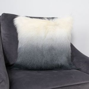 Ivory/Charcoal Goatskin Ombre Cushion by Native