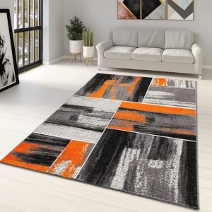 Orange Grey Geometric Abstract Rug by Viva Rug