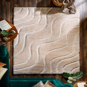 Origins Soft Carved Wave Cream Abstract Rug