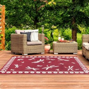 Rug Style Terrace Dragonfly Bordeaux Outdoor Rug 