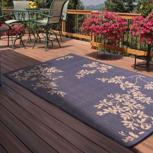 Rug Style Outdoor Leaves Blue Rug 