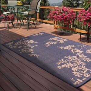 Rug Style Outdoor Leaves Blue Rug 
