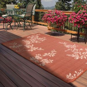Rug Style Outdoor Leaves Terracotta Rug 