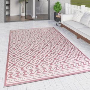 Outdoor Rug Dusky Pink Cream Diamond by Viva Rug 