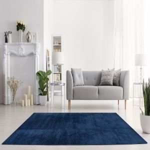 Parma 01800A Navy Plain Rug by Euro Tapis