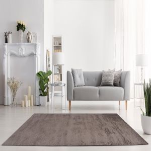 Parma 01800A Taupe Plain Rug by Euro Tapis