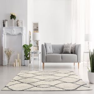 Parma 07180A Ivory-Grey Geometric Design Rug by Euro Tapis