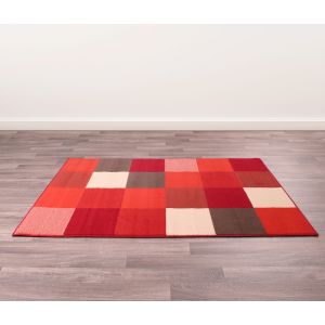 Rug Style Modern Poly Pixels Red Rug 