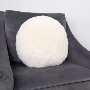 Ivory Short Pile Sheepskin Circle Cushion by Native