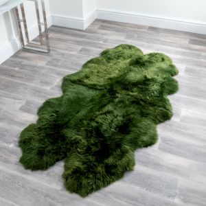 Quad Olive Green Sheepskin Rug by Native