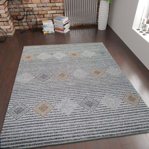 Cotton Rug Grey Shabby Chick Striped by Viva Rug