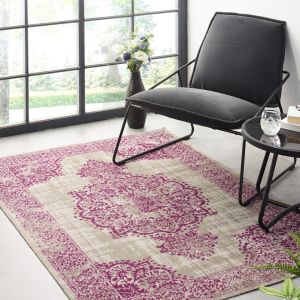 Origins Saville Grey Raspberry Traditional Outdoor Rug