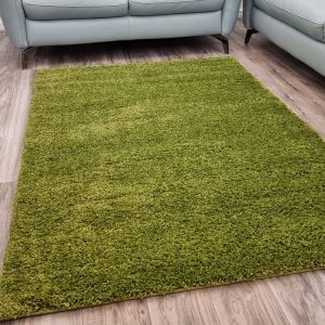 Green Fluffy Shaggy Plain by Viva Rug