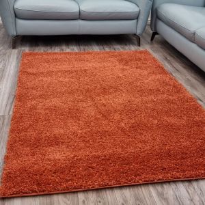 Terracotta Fluffy Shaggy Plain by Viva Rug