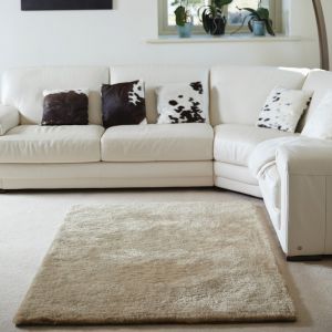 Origins Shimmer Champagne Polyester Shaggy Rug