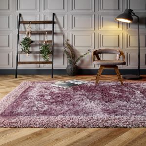 Origins Shimmer Shaggy Border Mauve Rug