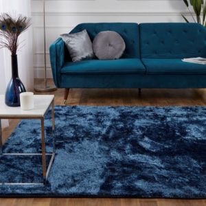 HMC Silk Touch Navy Shaggy Rug 