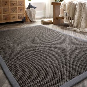 Origins Sisal Dark Grey with Grey Border Rug