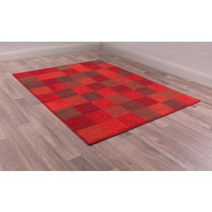 Rug Style Modern Poly Squares Red Rug